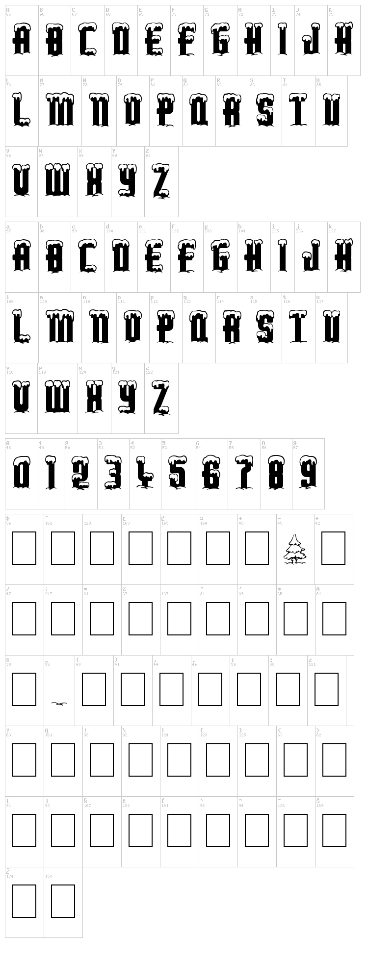 Merry Xmas font map